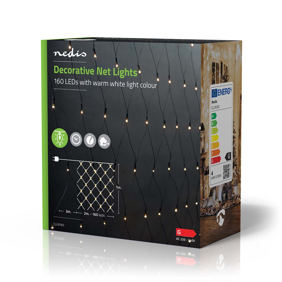 Lichterkette Netz warmweiss 160 LEDs 2x1m jetzt kaufen - Aktionskönig