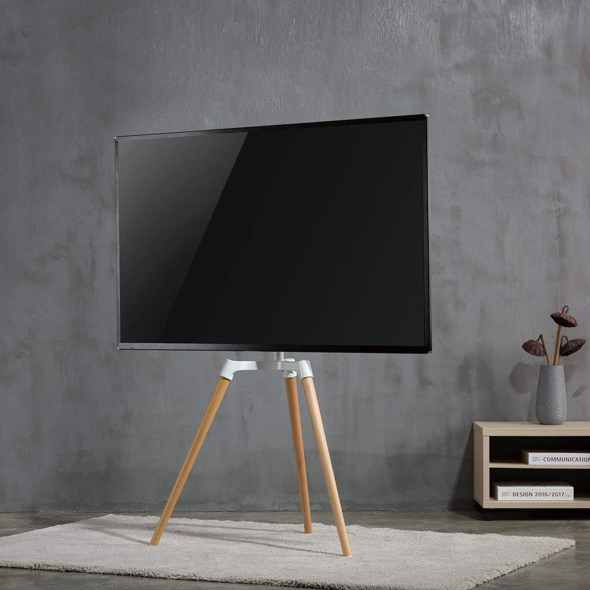 TV Bodenständer 50-65" Skandinavisches Design drehbar weiß jetzt kaufen - Aktionskönig