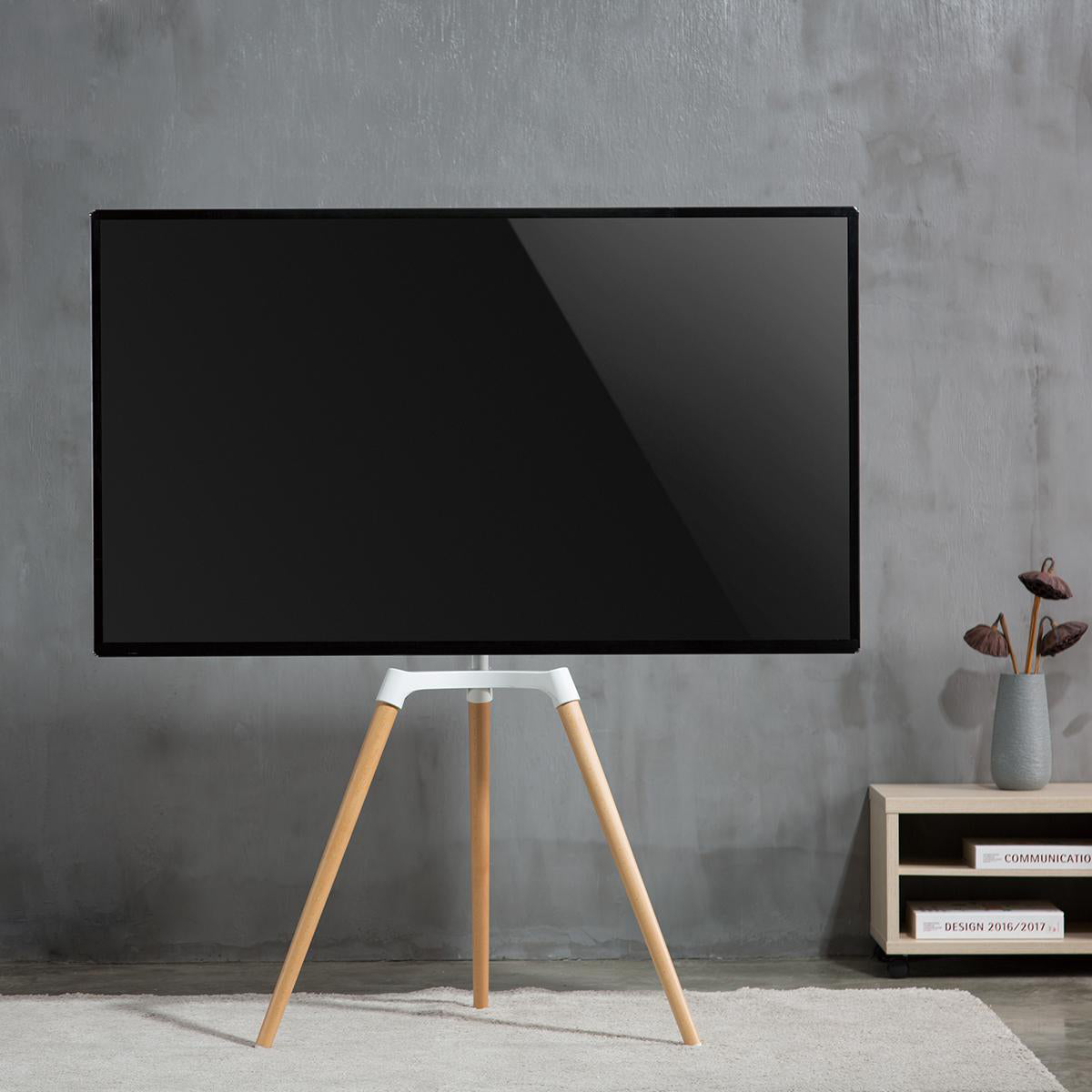TV Bodenständer 50-65" Skandinavisches Design drehbar weiß jetzt kaufen - Aktionskönig