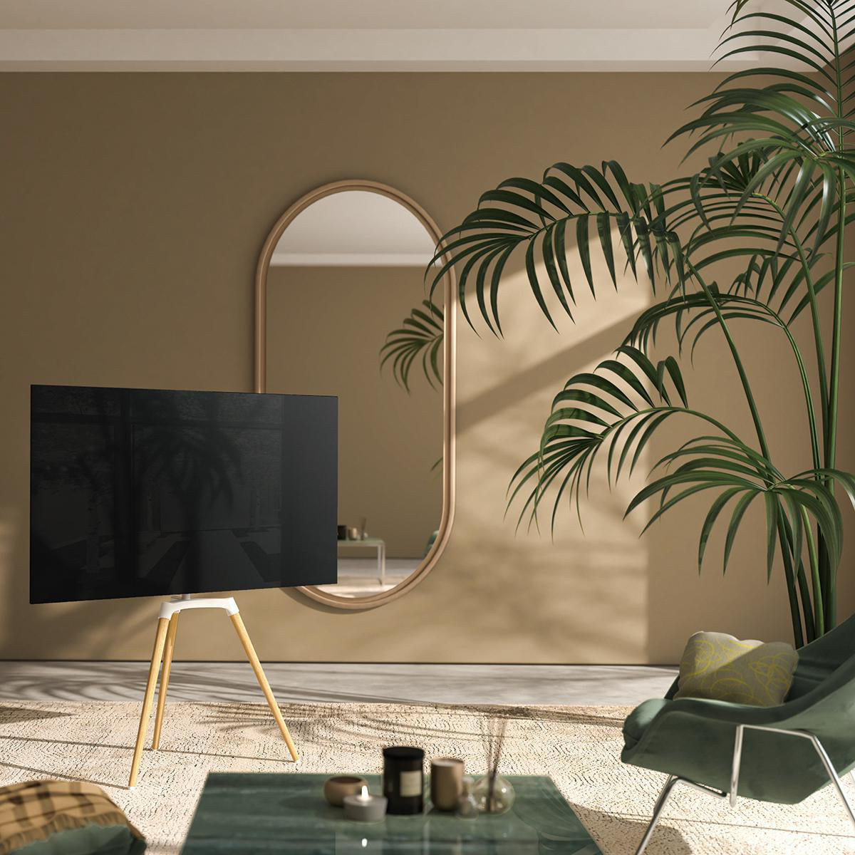 TV Bodenständer 50-65" Skandinavisches Design drehbar weiß jetzt kaufen - Aktionskönig
