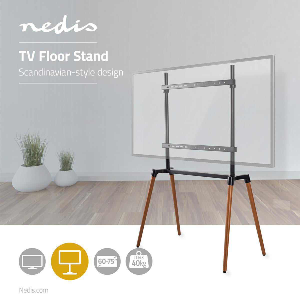 TV Bodenständer 60-75" Skandinavisches Design schwarz jetzt kaufen - Aktionskönig
