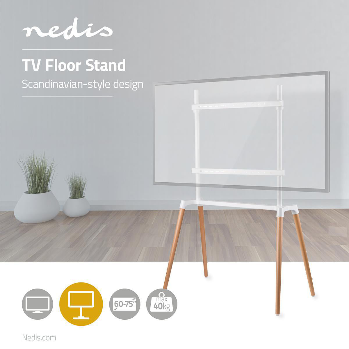 TV Bodenständer 60-75" Skandinavisches Design weiß jetzt kaufen - Aktionskönig 