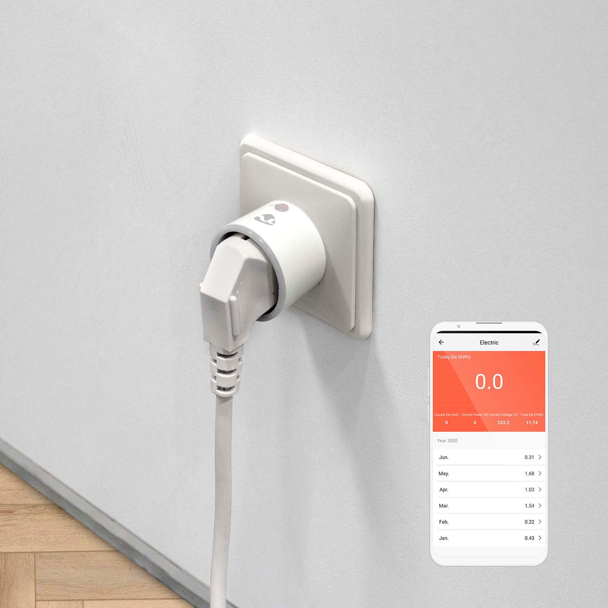 Smart Stecker, Wi-Fi, Leistungsmesser Strom Wattmeter zum Stromverbrauch messen, 2500W, Schutzkontakt / Typ F (CEE 7/7), -10 bis +40°C, SmartLife Android™ / IOS