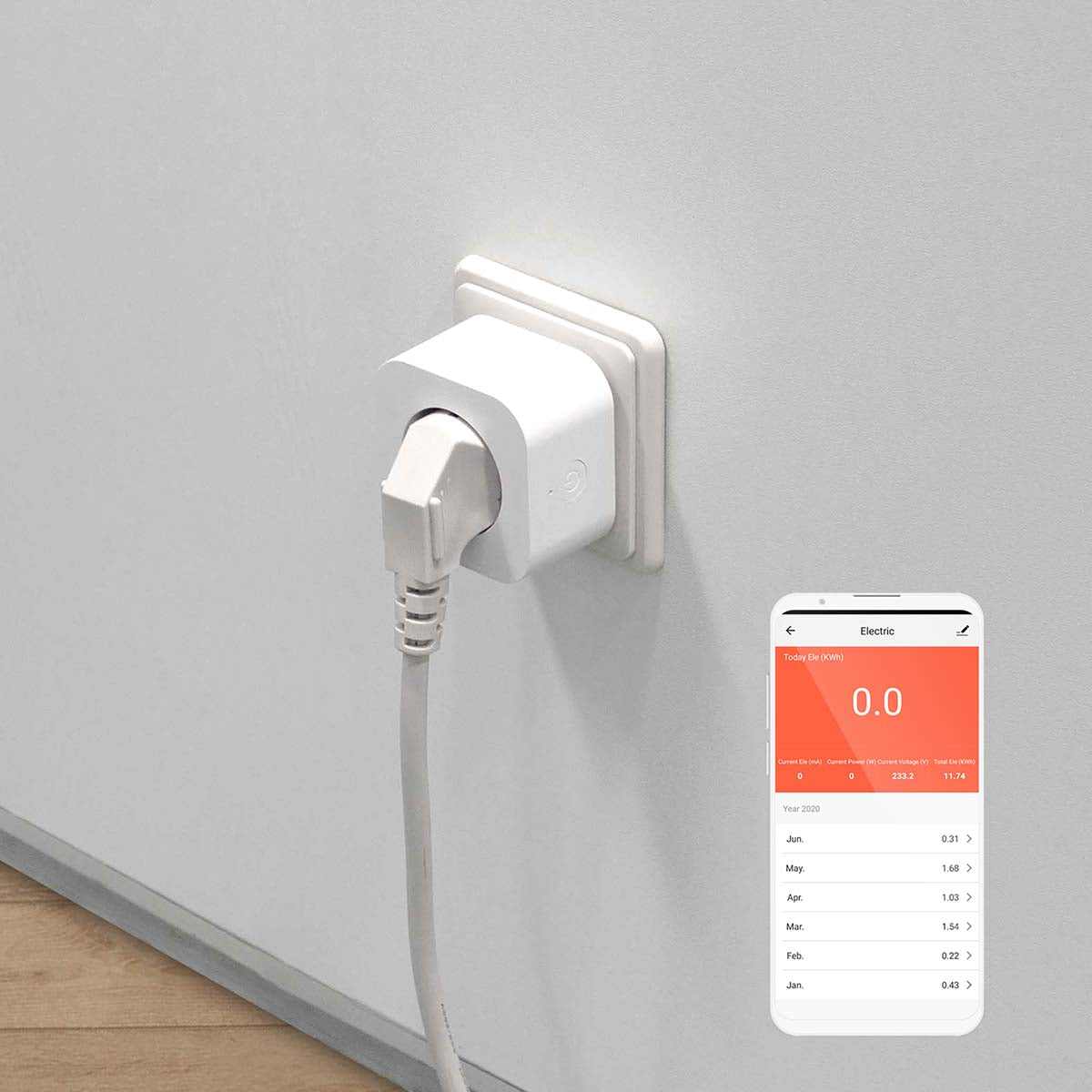 Smart Stecker, Wi-Fi, Leistungsmesser Strom Wattmeter Stromverbrauch messen, 3680 W, Type F (CEE 7/3), -10 bis +45°C, SmartLife Android™ / IOS