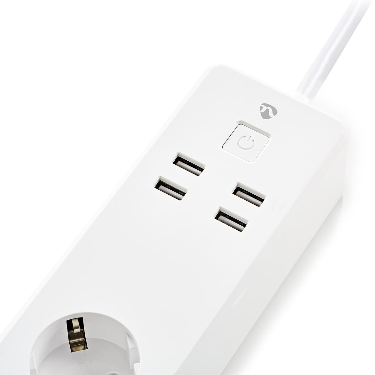 SmartLife Steckdosenleiste Mehrfachstecker schaltbar Stromverbrauch Strom sparen, Wi-Fi, 3 x Schutzkontakt (CEE 7/3) / 4 x USB, 16 A, 3680 W, Kabel1,8m, -10 bis +40°C, Android™ / IOS