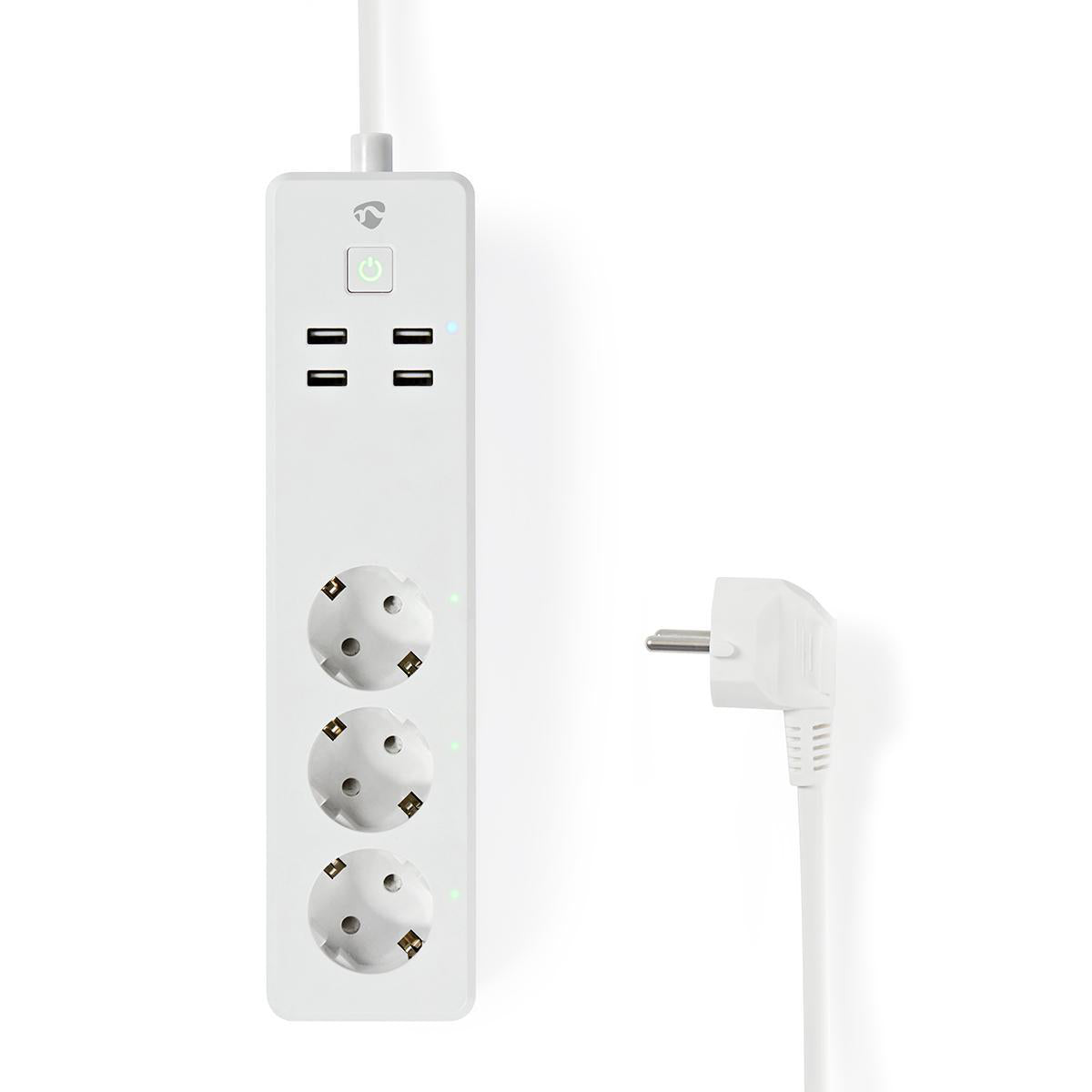 SmartLife Steckdosenleiste Mehrfachstecker schaltbar Stromverbrauch Strom sparen, Wi-Fi, 3 x Schutzkontakt (CEE 7/3) / 4 x USB, 16 A, 3680 W, Kabel1,8m, -10 bis +40°C, Android™ / IOS